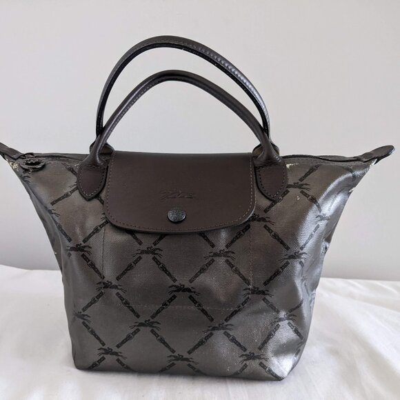 Longchamp Les Pliages Small Metallic Gray for Rehab - Picture 1 of 8